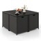 9 PCS Outdoor Dining Furniture Set with Tempered Glass Table and Ottomans-White